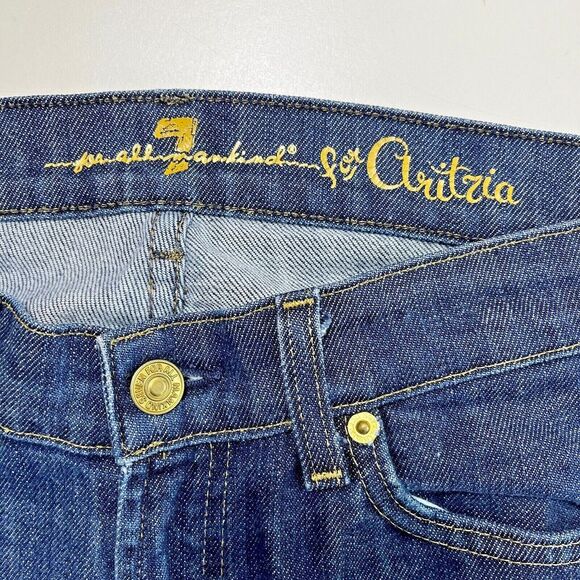 7 For All Mankind Low Rise Bootcut Jeans Womens 27 x 32 Blue Flare ARITZIA 90s - Picture 3 of 8